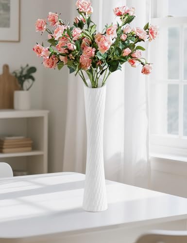 16 Inch Tall Ceramic Flower Vase,Minimalist Style Slender Floor Vase
