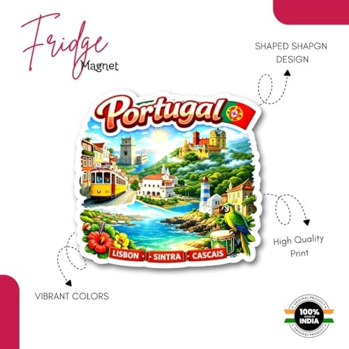 Image of Portugal Souvenir Wooden 3D Fridge Magnet - Portugal Theme Decorative Refrigerator Magnet for Kitchen & Home Decor | 3x3 Inch Decorative Magnet | Pack of 1