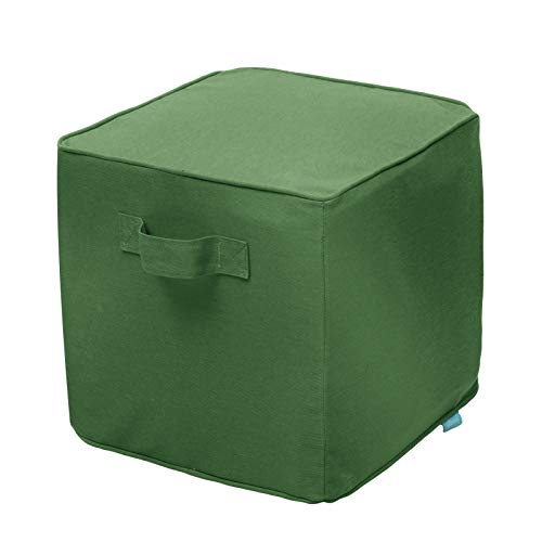 Image of QILLOWAY Inflatable Outdoor Ottoman for Patio, Water Resistant Pouf Cube 16 inch, Inflatable Foot Rest, Outdoor Footstool for Poolside, Garden,Camping, Green