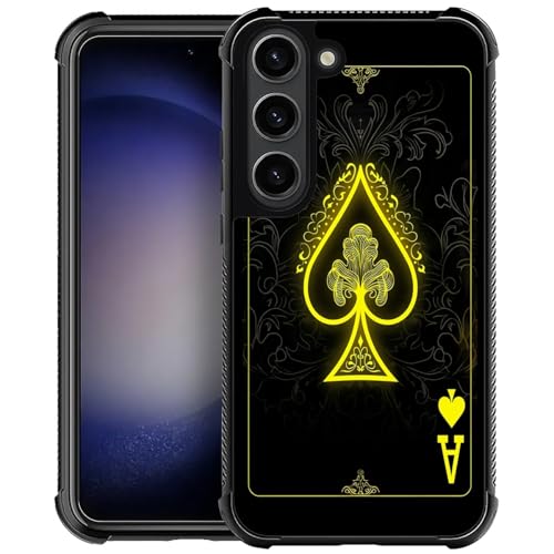 CARLOCA Case for Samsung Galaxy S23,Playing Card Ace 2 Design Shockproof with 4-Sided Airbag, Anti-Scratch & Anti-Slip TPU Cover - Protective Phone Case for Men Women