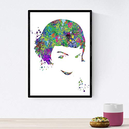 Nacnic Poster de Amelie estilo acuarela. Láminas de cine, películas, y actores. Posters de películas antiguas con estilo acuarela. Tamaño A4 con marco