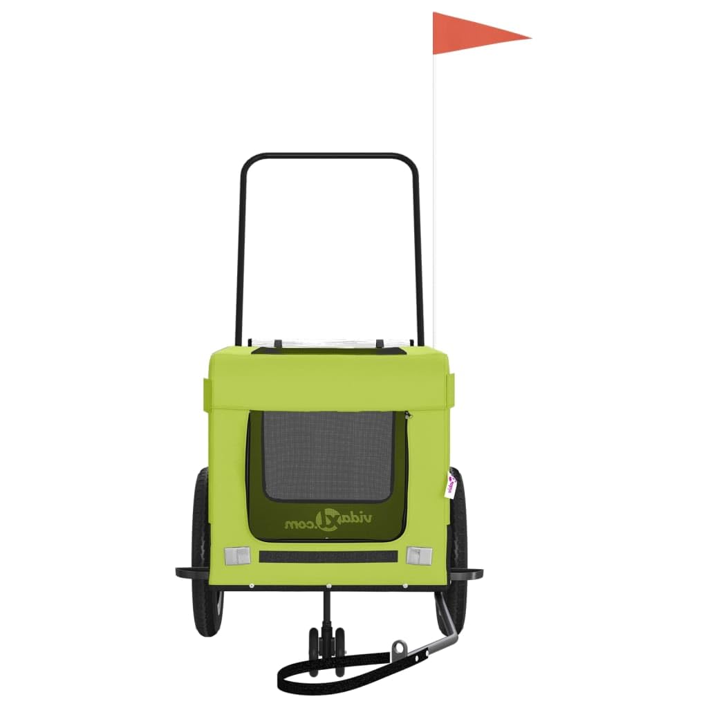 Remolque de bicicleta para perros en color naranja y negro con tela Oxford, marco de hierro, plegable, con red, protector de lluvia, bolsa, freno, para perros pequeños y gatos, al aire libre, paseo