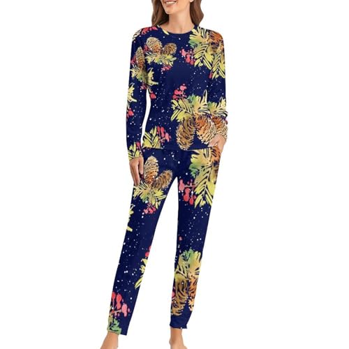 Pyjama femme de Noël ensemble thermique manches longues et pantalon stretch ultra doux