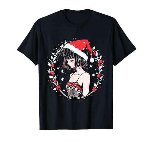 Fille de Anime en Tenue de Noel Manga T-Shirt