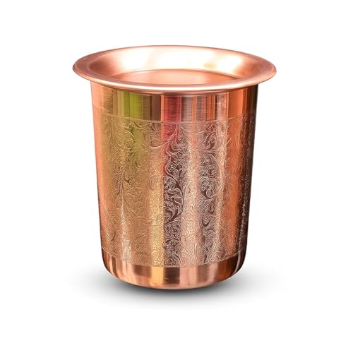 BRACOP® Carafe à Eau en Verre Pur avec Couvercle Gourde mug Moscow Mule Artisanal gobelet à Eau Lot de 2 Verres mug en cuivre pour Eau et Cocktails ustensiles de Service en cuivre