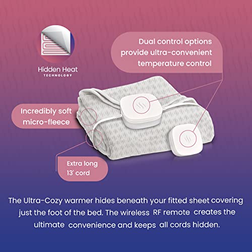 Hidden Heat Electric Foot Of The Bed Warmer By Spot Warm; Wireless Rf Remote, Microplush Flannel Mattress Warmer For Heated Feet. Queen Bed - 60” By 24” #TOP5