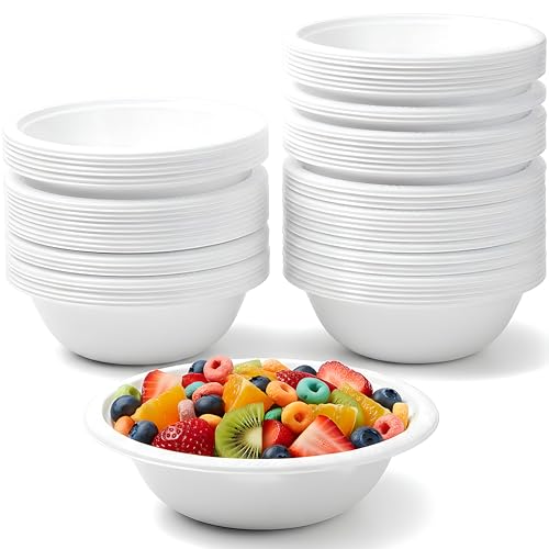 Premium Heavyweight White Plastic Soup Bowls - 15 oz (Pack Of 100) - Durable & Reusable Bowls For Parties, Events & Everyday Use