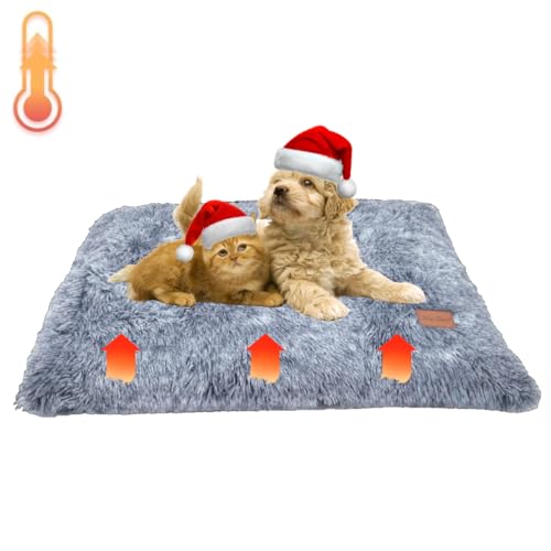Little Bean Self Heating Pad for Dogs and Cats Heated Cat Bed Soft Warm Dog Mat Non-Electric Warming Pet Mat for Outdoor and Indoor Large Kittens Small Puppy Pets (S)