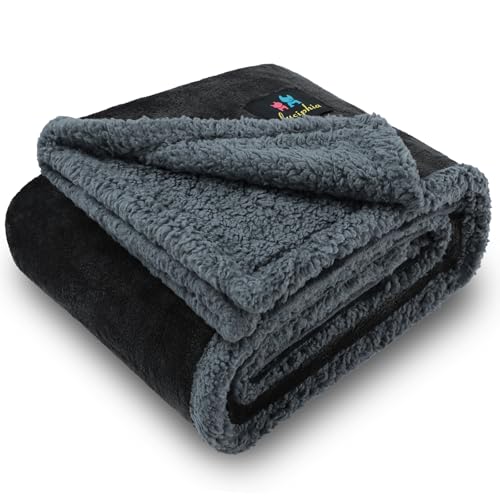 luciphia Coperta Impermeabile per Cani, Lavabile Coperta per Cani Gatti, Anti-Pipì di Grandi Dimensioni, Protezione del Divano in Pile Sherpa per Cani Grigio S (71 * 102cm)