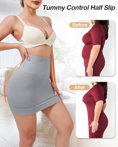 Image of Slip Dress for Women Seamless half slip with non slip strip Shapewear Dress Under Dress Tummy Control Slip Dress