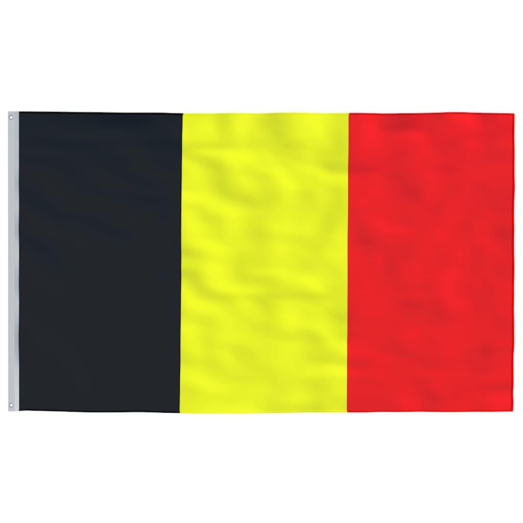Bandiera del Belgio con asta, 6,08 m, in alluminio, resistente alle intemperie, per esterni, giardino, balcone, terrazza, asta con sospensione e occhielli, per feste, cortile, stadio sportivo