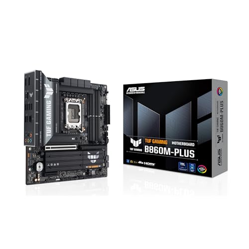 ASUS TUF Gaming B860M-PLUS, Placa Base Intel mATX, 12+1+2+1 etapas de alimentación DrMOS 80A, DDR5, PCIe 5.0, 3 Ranuras M.2, Realtek 2.5Gb Ethernet, DisplayPort, HDMI, USB 20Gbps Tipo-C