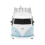 QFX Bluetooth 1961 Retro Mini Bus Speaker, 2-Inch Speaker, Hands-Free Link, Built-in Microphone, FM Radio, and LED Party Lights, Blue - BT-1961-BLU