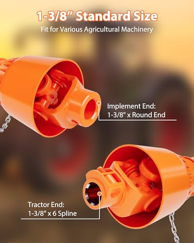DEXSO 1 3/8\" PTO Drive Shaft, 6 Spline End Round End PTO Driveline Shaft, Series 4 Tractor 39\"-55\" Brush Hog PTO Shaft for Bush Hog,Finish Mower,Rotary Cutter