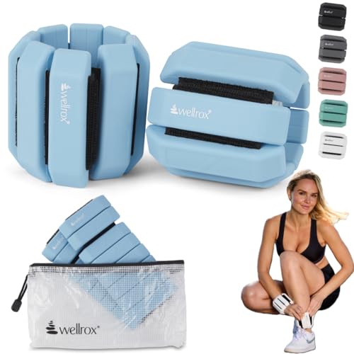 Image of Wellrox Weighted Bangles - Adjustable Ankle and Wrist Weights for Women & Men - Set of Ankle Weights 2 lbs (1 lb Each Wrist Weight) | Weighted Arm Bands for Pilates, Yoga, Running & Walking