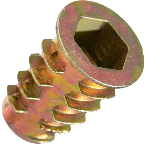 YoiYee M8 x 20mm Wood Insert Hex Socket Nuts - Threaded Flanged Hex Socket Nut Insert for Wood Furniture DIY Projects - 25 Pack