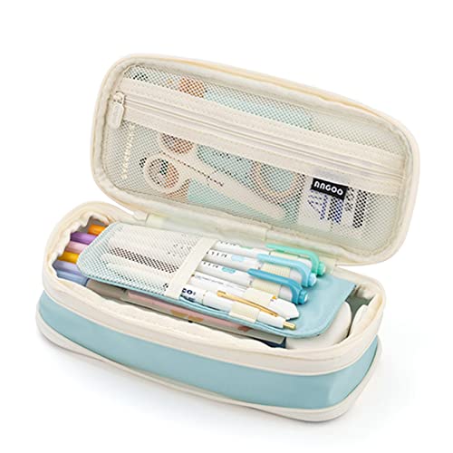 Henniu Estojo para lápis escolar de grande capacidade com zíper bolso para escritório armazenamento multicamadas bolso para armazenamento