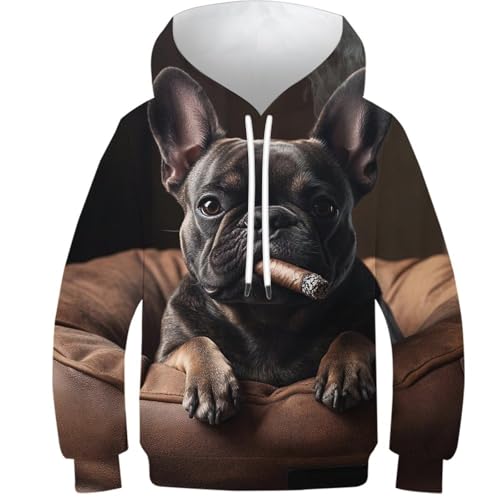 Sweat à capuche 3D enfant motif chien style décontracté