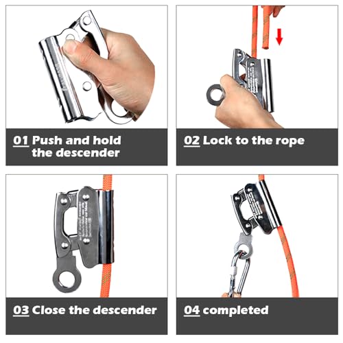YERGOFE Climb Self Locking Rope Grab - Round - Alloy Steel, Safety Protection 25 kN(Aprx 300LB), Used with 5/8’’ Lifeline Rope, for Construction, Climbing, Fall-Protection