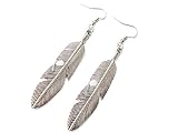 Feather Earrings Feather Jewelry Leaf Charm Earrings Antique Silver Earrings Jewelry