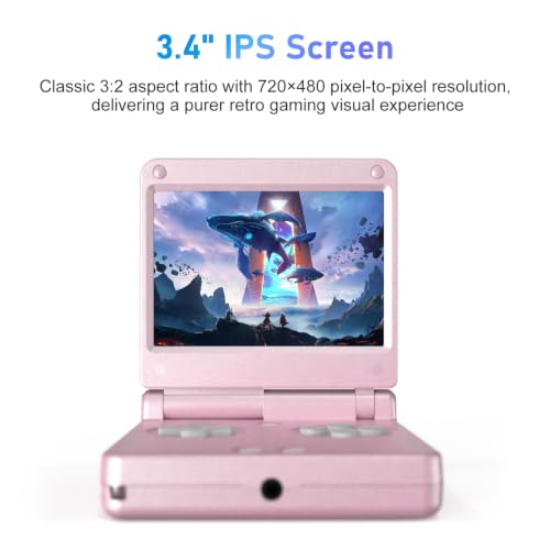 Image of RG SP Retro Handheld Game Console , RGSP Flip Portable Game Console 3.4 Inch IPS Screen H700 Linux 64-bit System Support WiFi Bluetooth 16G SD Card 30+ Game Emulators No Game Preloaded(Pearl Pink)