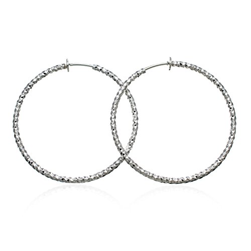 PammyJ Silvertone Hoop Fashion CLIP-ON Earrings 1.5 inches