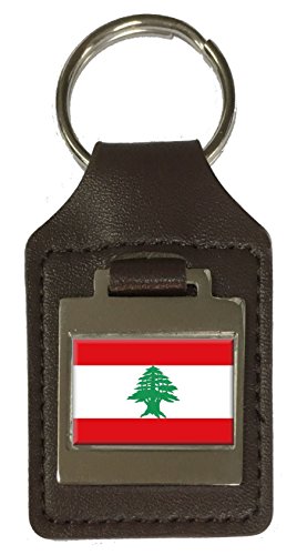 Porte-clés en cuir Liban gravé avec anneau en acier pour clé de voiture