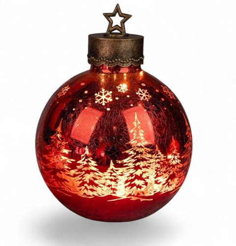 formano LED Deko-Kugel Frosty Rot 35 cm Farb-Glaskugel in Ice-Optik Timer...