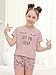 Kingdenergy Girl’s T-Shirt Shorts Set 2 Piece Printed Outfits Fashion Closed Eyes Clothing Sets Pink