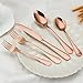 Briout Rose Gold Silverware Set, 20 Piece Cutlery Set, Stainless Steel Flatware Set Service for 4 Include Spoons Forks Knives Tableware Utensil Set for Kitchen Home Restaurant, Shiny Rose Gold Polish