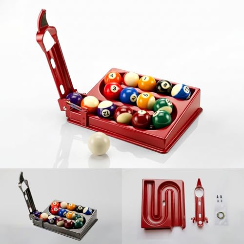 EYLOFORA New Precision Pool Ball Trainer with Rack for Solo Practice, Holds 15 Balls, Triangular Training Tool for Accuracy, Cue Control & Consistent Drills, Billiards Practice Tool (Red)