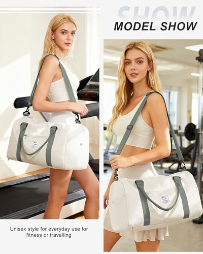 Image of Gym Bag Womens Mens with Shoes Compartment and Wet Pocket Travel Duffel Bag for Women for Plane Sport Gym Tote Bags Swimming Yoga Waterproof Weekend Overnight Carry on Bag Hospital Holdalls
