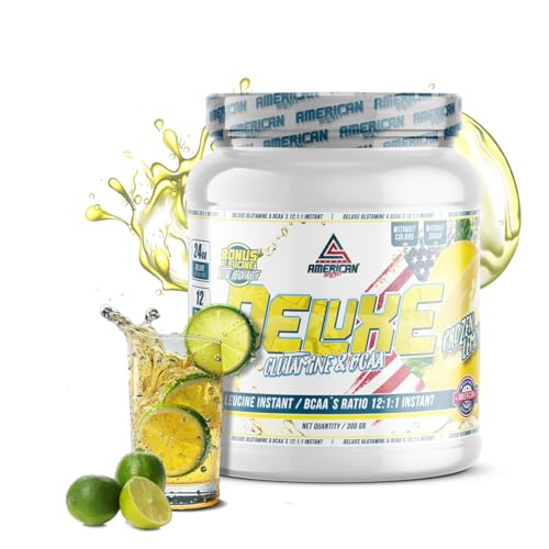 AS American Suplement | BCAA'S avec Glutamine Deluxe | Aide à Éviter le Catabolisme | BCAA Poudre pour la Recuperation Musculaire | Améliore les Performances | Sans Sucre (300 gr, Citron)