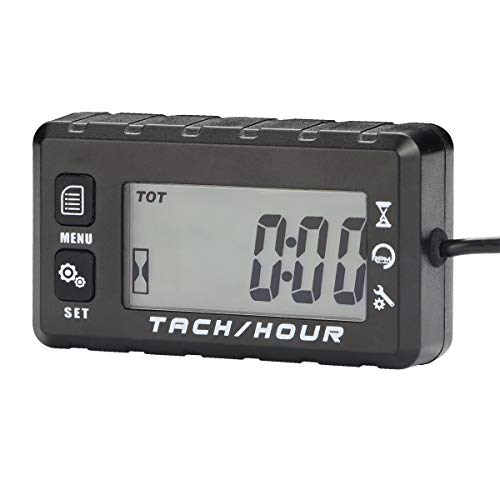 AIMILAR Digital Tach Hour Meter Tachometer - Gas Engine Maintenance Max RPM Recall Function for 2/4 Stroke Engines Chain Saw Snowblower Lawnmower ATV Boat Motorcycle Marine