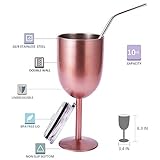 AMZUShome Stainless Steel Wine Glasses(2 Pack).Double Walled Vacuum Insulated Wine Tumbler Cups With Lid and Straw.Friendship,Christmas,Birthday Gifts for Women Men Friends Dad Mom(10oz Rose Gold)