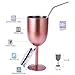 AMZUShome Stainless Steel Wine Glasses(2 Pack).Double Walled Vacuum Insulated Wine Tumbler Cups With Lid and Straw.Friendship,Christmas,Birthday Gifts for Women Men Friends Dad Mom(10oz Rose Gold)