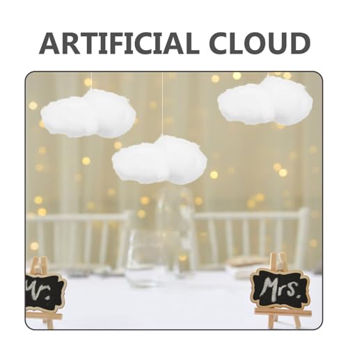 Nuages artificiels 3D en coton blanc lot de 4 suspensions légères de 15 cm - 4