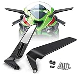 CHUSYYRAY Motorcycle Rearview Mirror, Compatible for Kawasaki Z400 Z650 Z900 Z1000 Ninja ZX6R ZX12R ZX14 ZZR1400 ZX14R, Adjustable Rotating Rear View Mirror, Stealth Wind Wing Side Mirror