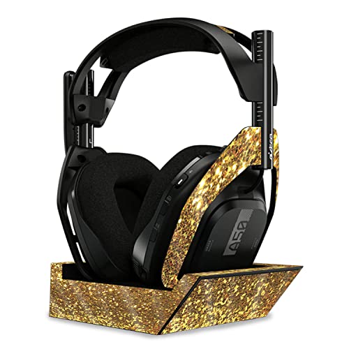 Image of MightySkins Glossy Glitter Skin Compatible with Astro A50 Wireless Headphones + Base Station (Gen 4) - Gold Dazzle | Protective, Durable High-Gloss Glitter Finish | Easy to Apply | Made in The USA