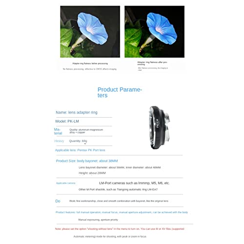 Bague d'adaptation d'objectif en métal durable pour boîtiers M
