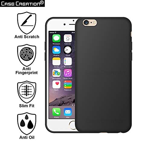 Image of Case Creation Luxurious OG Series for Apple iPhone 6 Case Cover,Anti-Dirty Slim Case Frosted Matte Cute Candy TPU Raised Bezel (Splash of Color) Back Cover for iPhone 6 -Black
