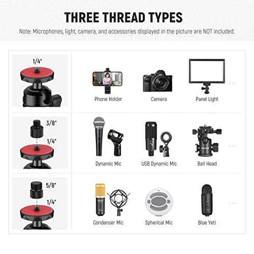 Neewer Camera Desk Mount Stand With Two Auxiliary Holding Arms, Overhead Camera Mount Tabletop C Clamp 360° Swivel Ball Heads For Dslr, Webcam, Photography, Videography, Live Streaming, Zoom Calls #TOP3