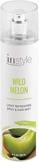 Instyle Fragrances Light Refreshing Body & Hair Mist, Wild Melon, Premium Women’s Body Spray, Infused with Panthenol, CLEAN, Vegan, Paraben-Free, Phthalate-Free, 8 Fluid Ounces