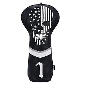 mytag Golf Skull Skeleton Head Cover Golf Club Black Leather Headcovers Set Fits Driver Fairway Wood Hybrid Utility Putter Iron Wedge Headcover