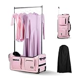 VEVOR Bolsa de Baile, con Perchero Ajustable en Altura, Bolsa de Lona con Ruedas de 74 cm, Puerto USB, Cortina de Privacidad, Ideal para Viajes y Competiciones, Rosa Mate, 730 x 430 x 380 mm