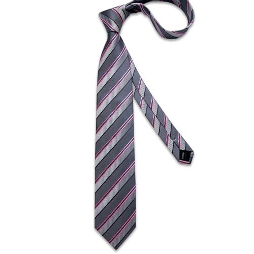 Image of DiBanGu Mens Striped Tie Silk Woven Necktie and Pocket Square Cufflinks Tie Clip Set Wedding Business Formal Gift Tie for Men