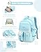 Amythe Schultasche Mädchen Kinderrucksack, Leichter Schulrucksack für Mädchen aus Nylon, Modischer Ranzen School Bag mit Trolley-Schlaufe für Reisen, 8-14 Jahre, Blau