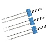 Yctze 3pcs Edelstahl Doppel für Nähmaschinen - Zubehör mit Gewinde und Hakenstichen mit Aufbewahrungsbox (Doppelnadel 3mm-3-Teile/Beutel)