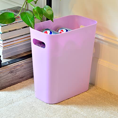 Image of Youngever 2 Pack 3 Gallon Slim Trash Can, Plastic Garbage Container Bin, Trash Bin with Handles for Home Office, Living Room, Study Room, Kitchen, Bathroom (Purple)
