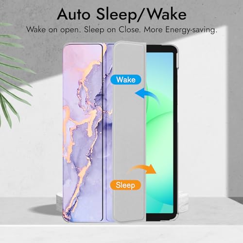 Image of Robustrion Cover for Samsung Galaxy Tab A11 Plus Cover Case 11 inch, Flip Cover Case for Samsung Galaxy Tab A11 Plus Cover /Tab A11+ Tablet Cover with Translucent Back - Marble Lilac